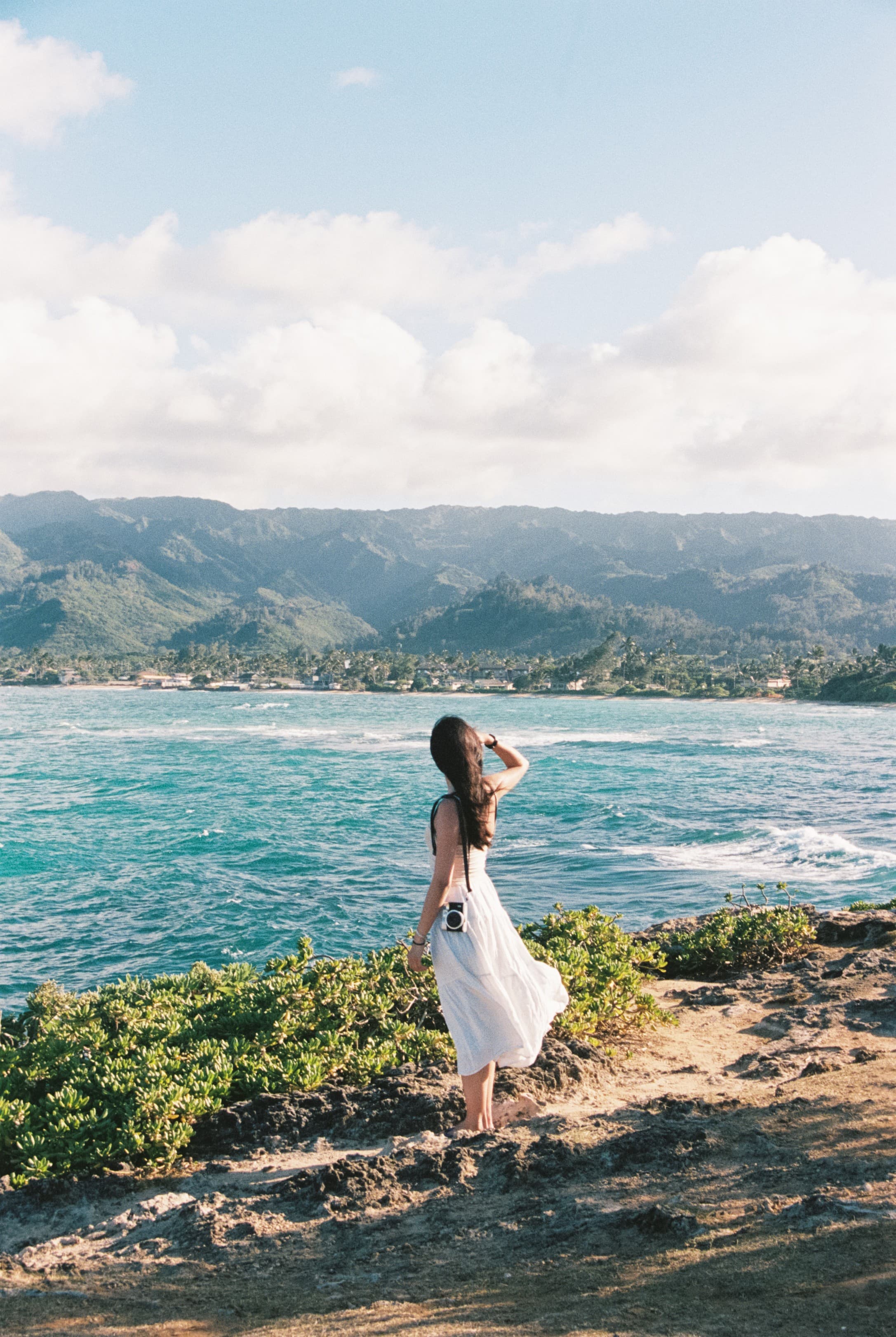 Amy exploring a coastline
