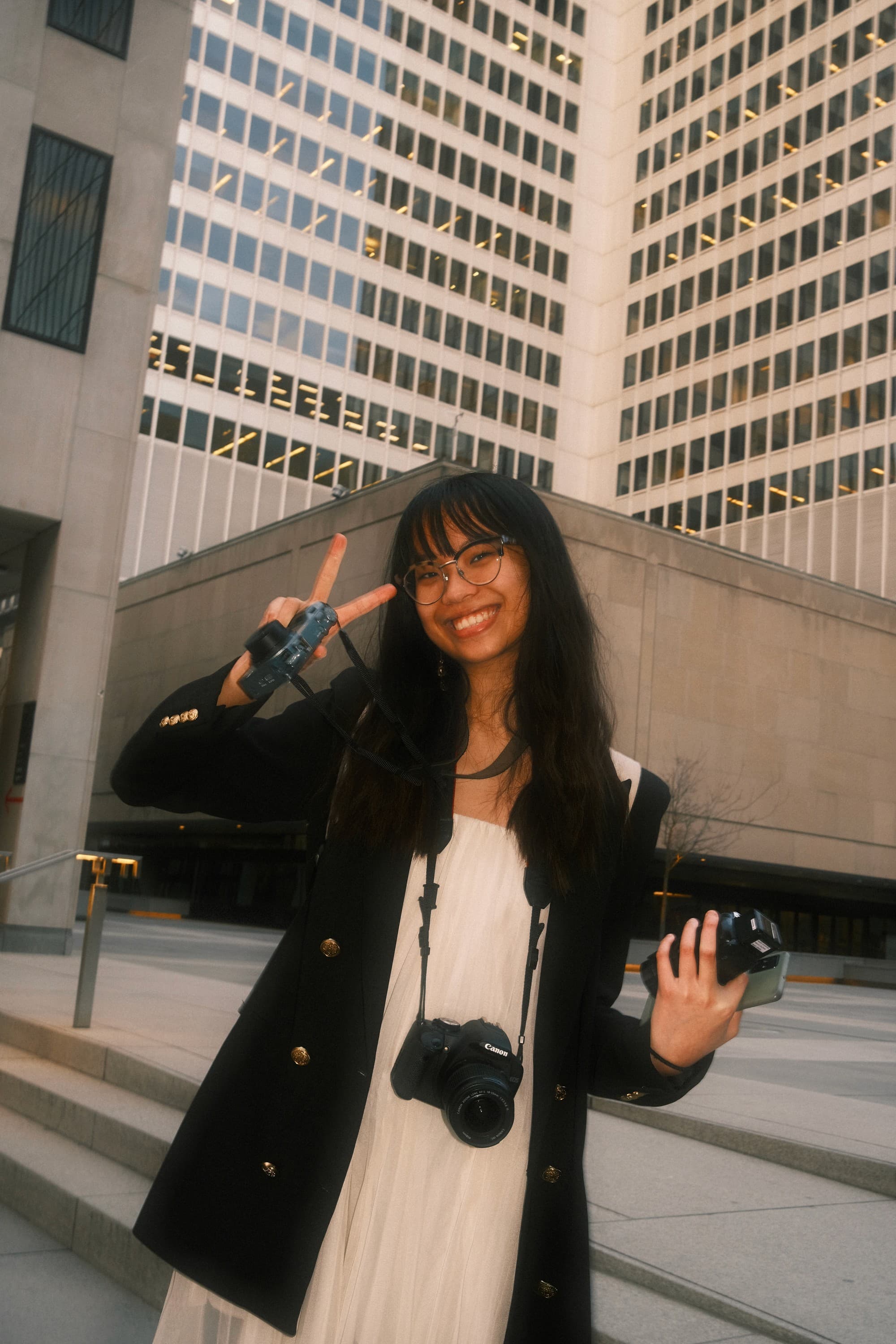 Amy taking photos in the city